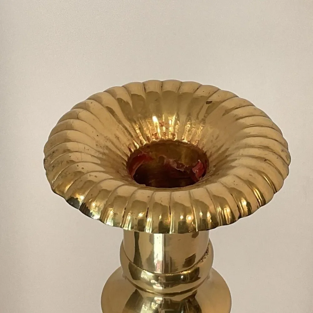 Tall Brass Candle Holder Vintage 17” Home Decor Wedding Large Mantle